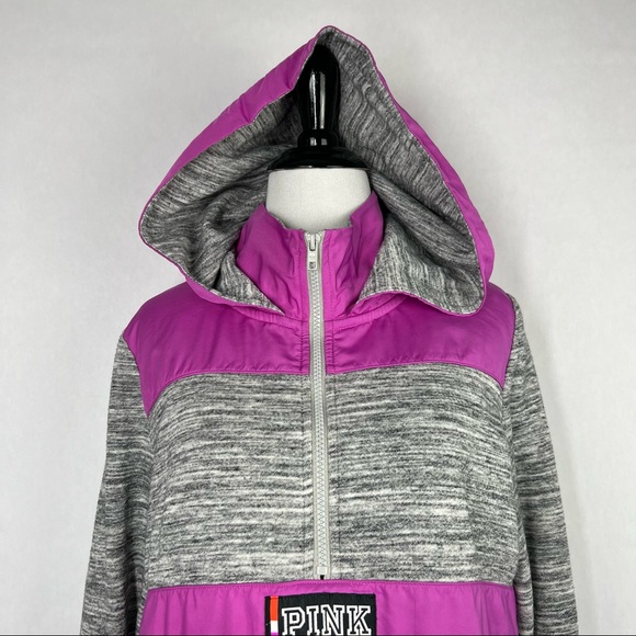 Pink Victoria's Secret Purple Gray Size Medium Women's Quarter Zip Pullover - Picture 2 of 8